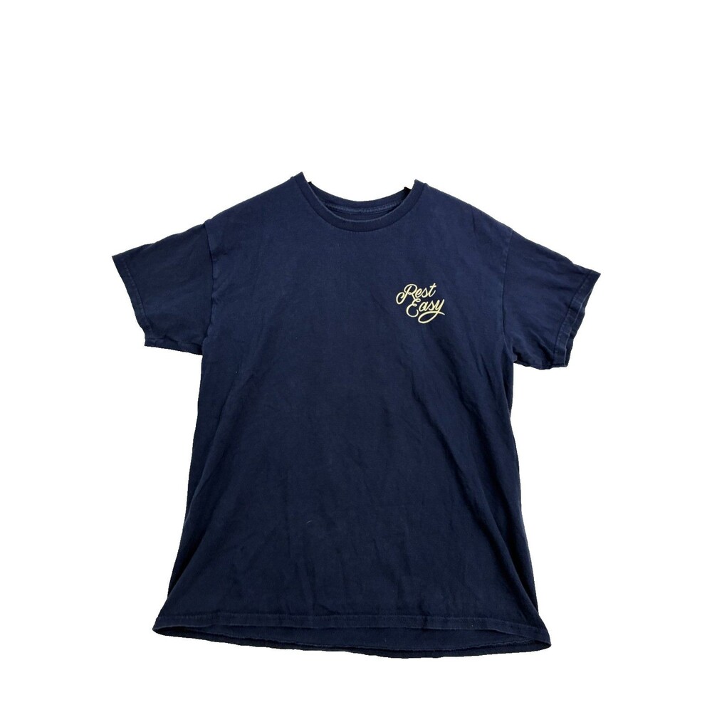 Rest Easy Knock Out Boxing Graphic T Shirt Mens Large Navy Blue 100% Cotton